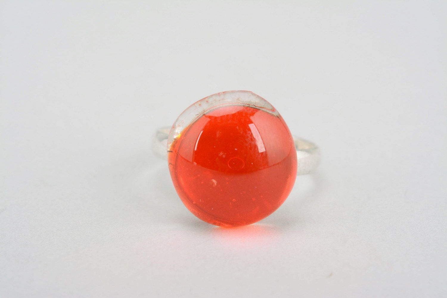 Ring made of fusing glass Coral photo 2