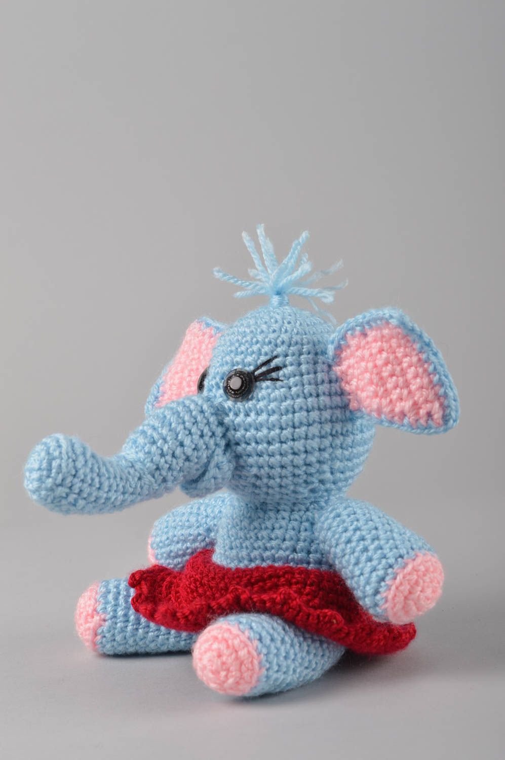Juguete artesanal tejido peluche para niños regalo original Elefante azul claro foto 3