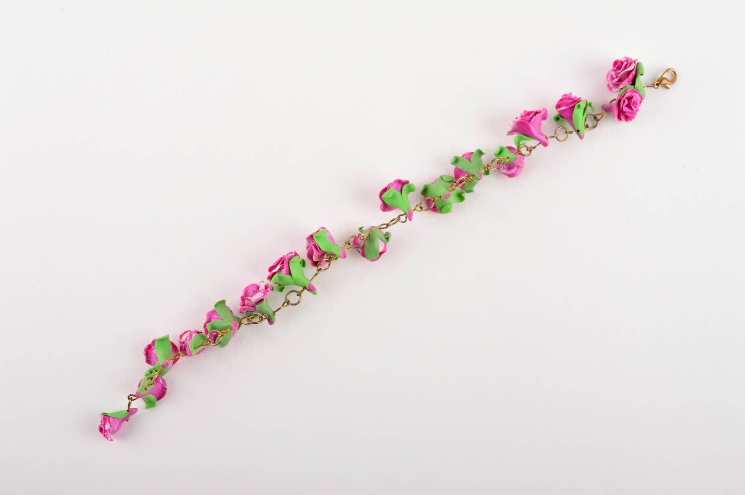 Bracelet pate polymere fleurs Bijou fait main Accessoire femme design métal photo 4