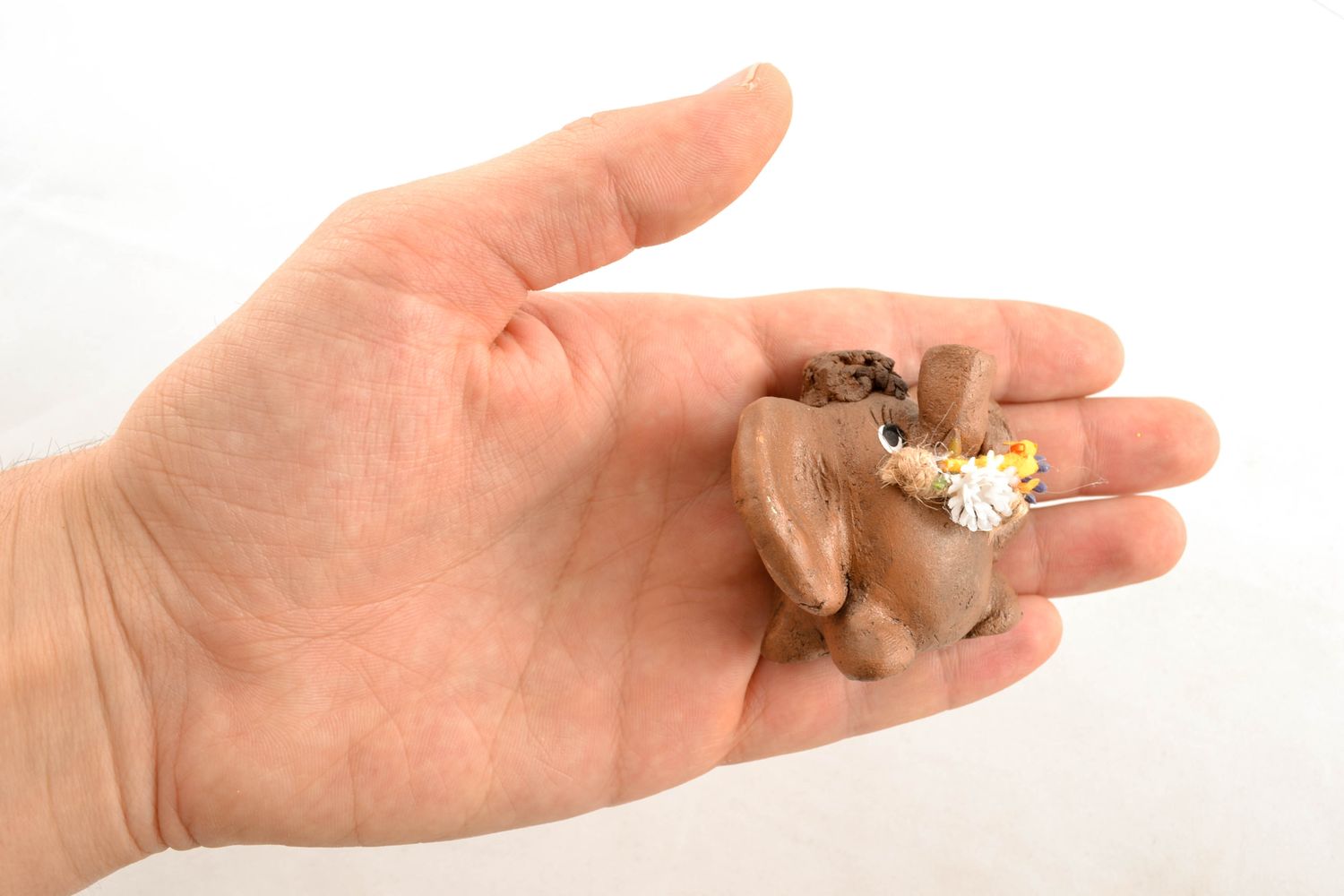 Figurine éléphant d'argile faite main  photo 1