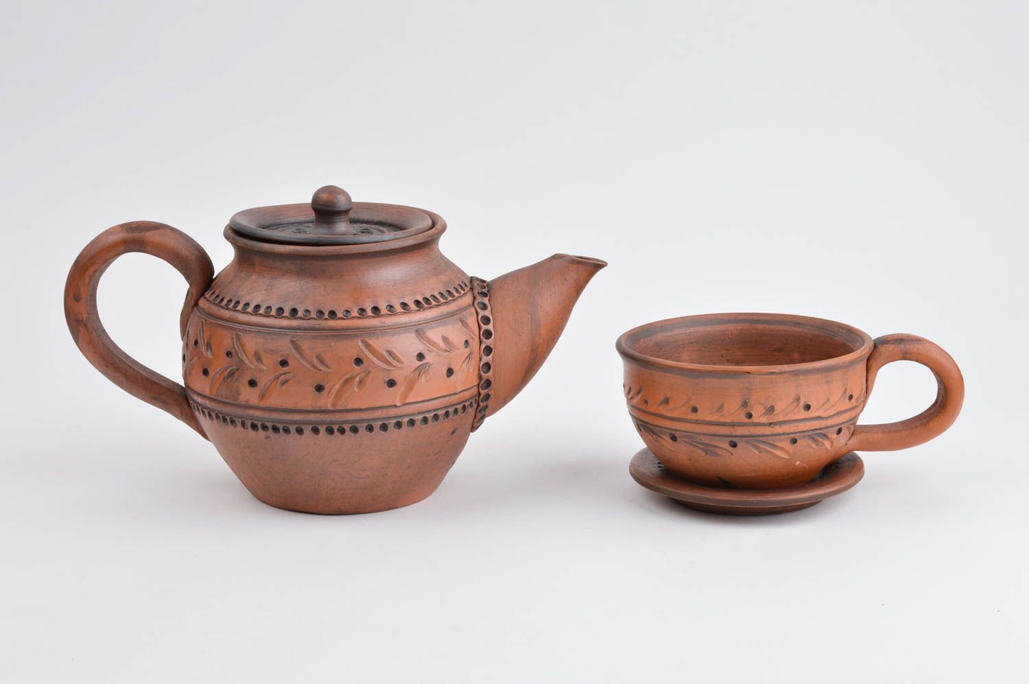 Ton Tasse handmade Keramik Geschirr Ton Teekanne Küchen Geschirr im Öko Style foto 2