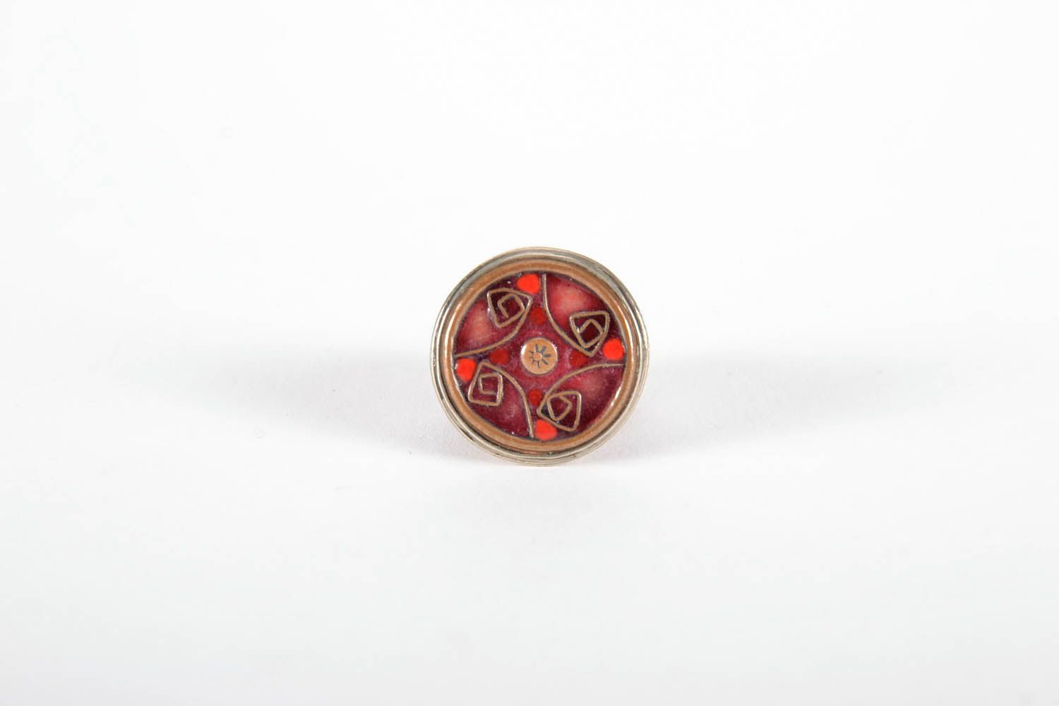 Ring with enamel on copper plate photo 2
