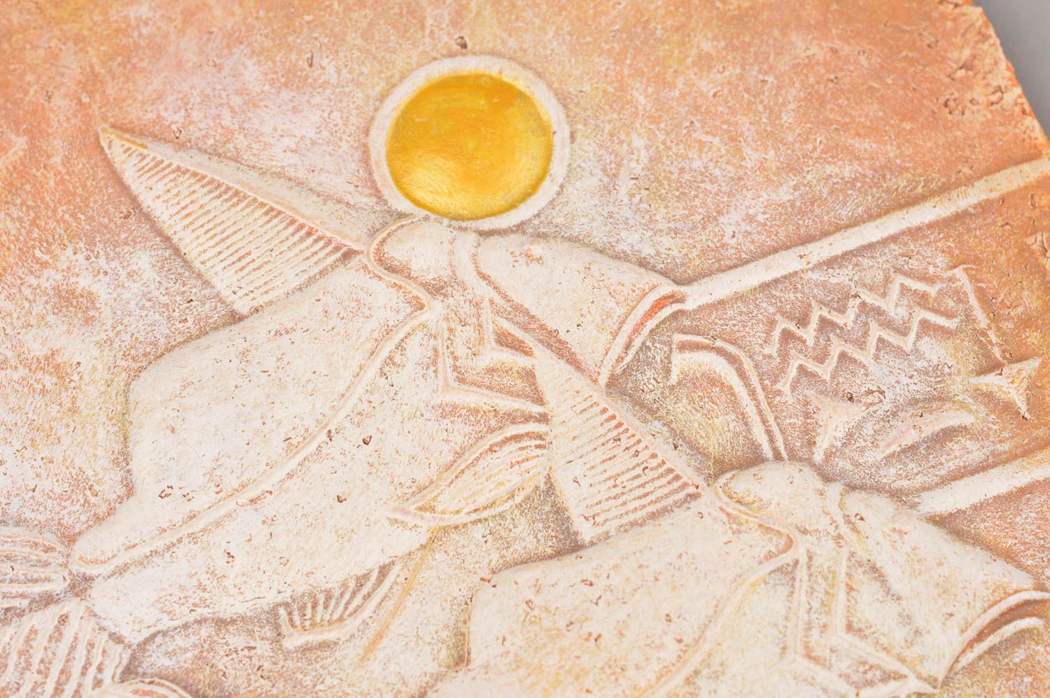 Керамическая плитка зодиакальное панно с изображением рыб из глины ручная работа фото 10