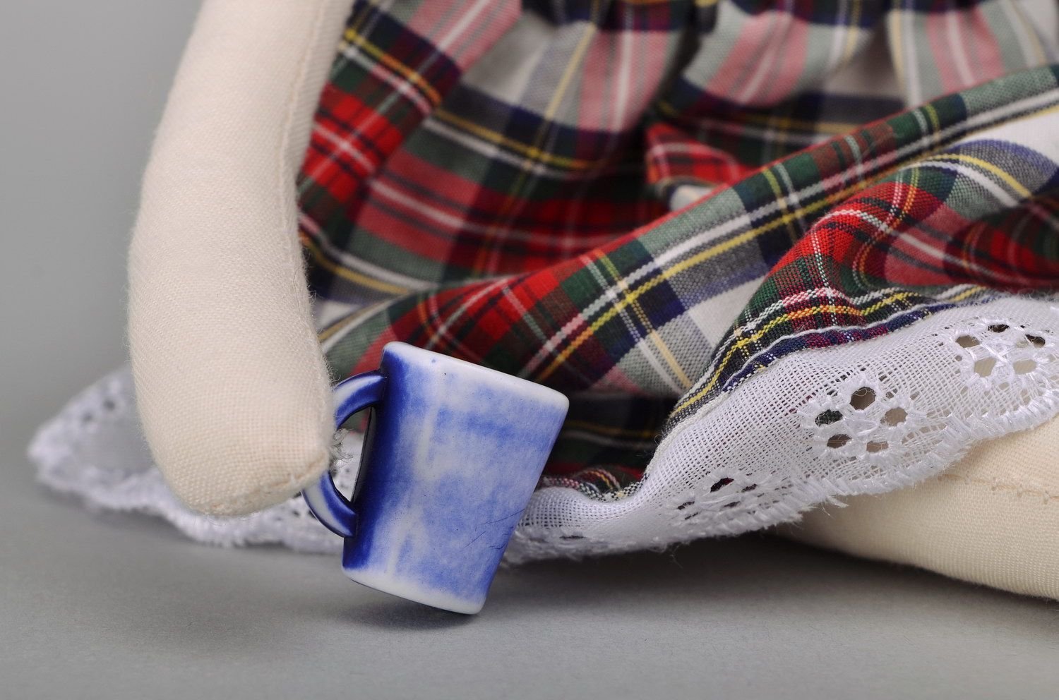 Author's doll in checkered dress photo 3