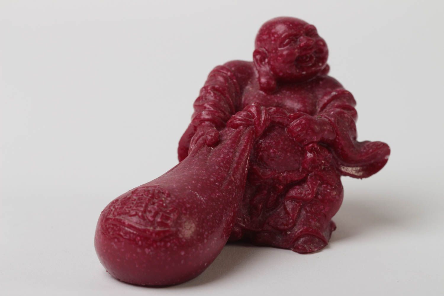 Статуэтка из полимерной смолы красная Хотей с мешком ручной работы авторская фото 2