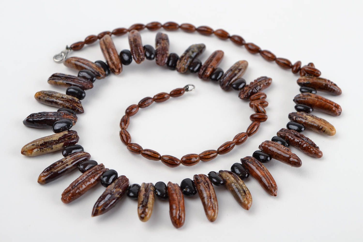 Wooden necklace beaded necklace handcrafted jewelry designer accessories photo 2