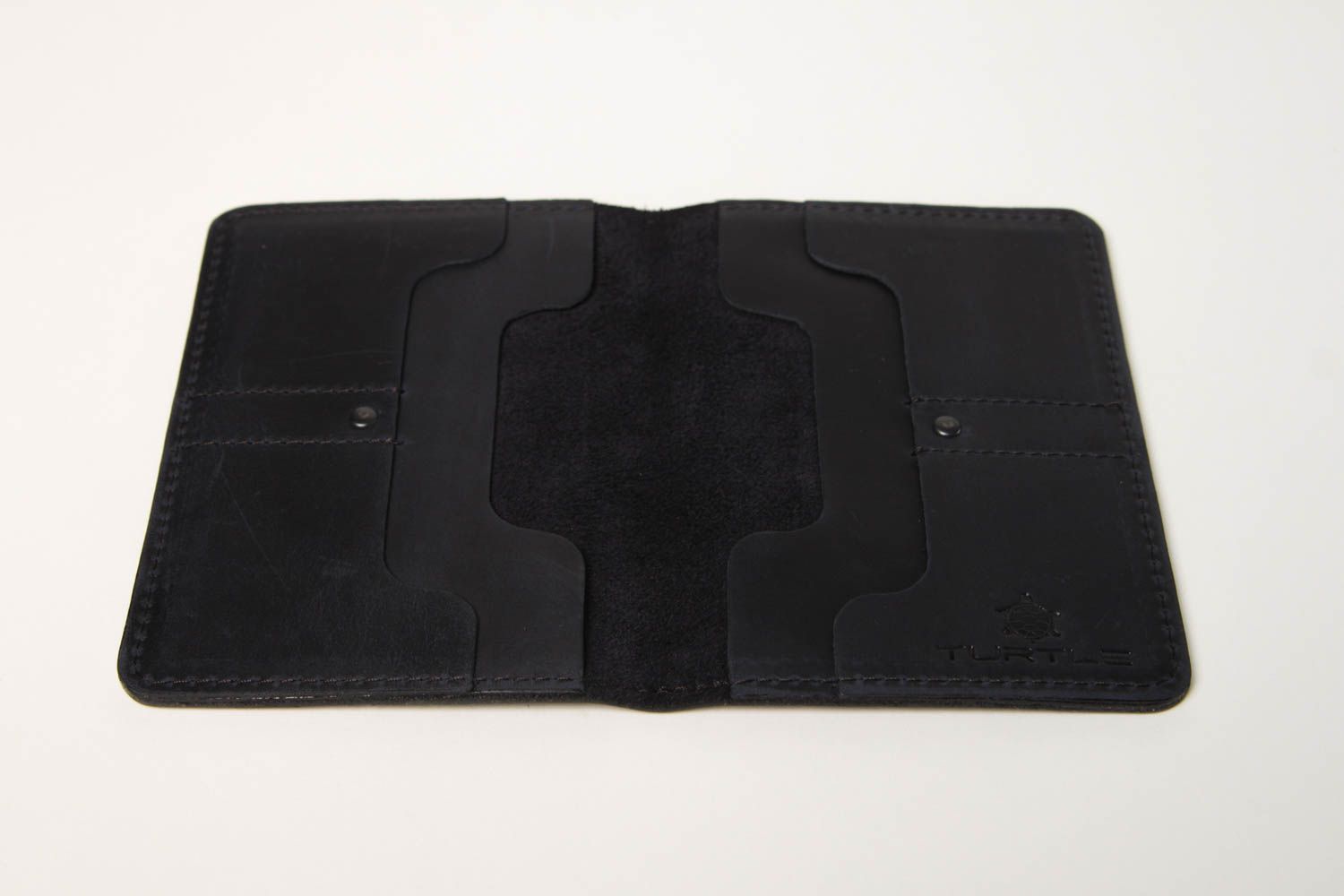 Черный кошелек ручной работы кожаный кошелек для документов кожаный аксессуар фото 3