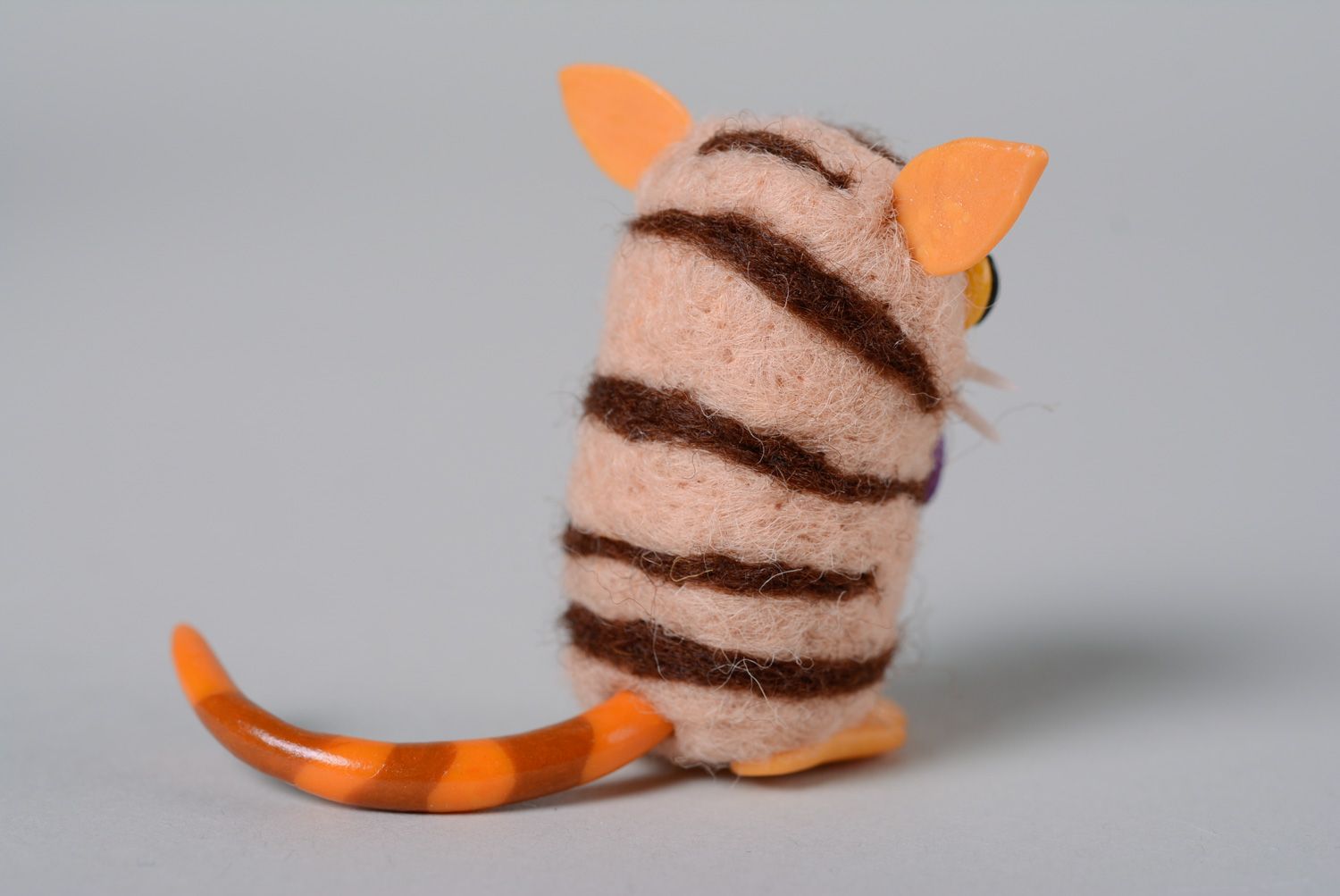 Homemade miniature toy felted of wool Cat photo 3