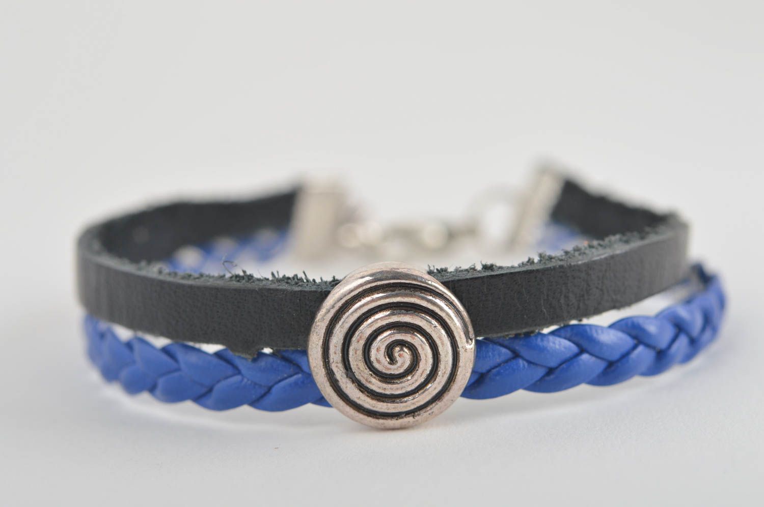 Handgemachter Designer Schmuck Leder Armband Accessoires für Frauen blau schwarz foto 4