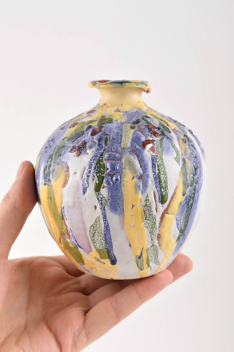 Ваза для декора ручной работы красивая ваза глиняная интересная декор для дома фото 5