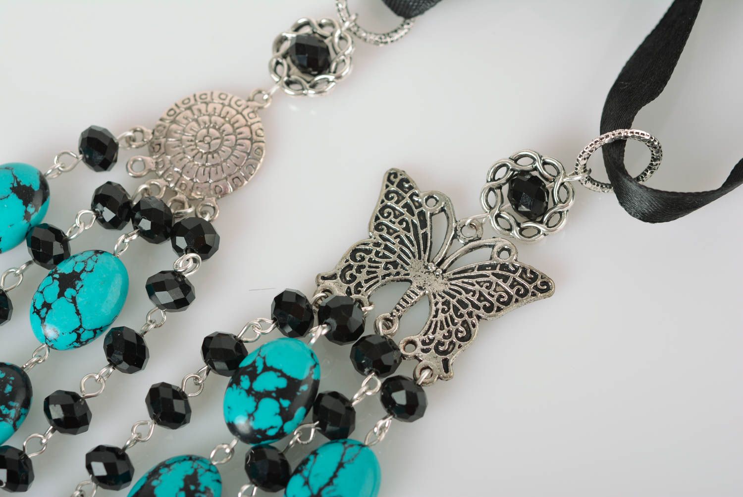 Stylish handmade beaded necklace glass art beautiful jewellery for girls photo 4
