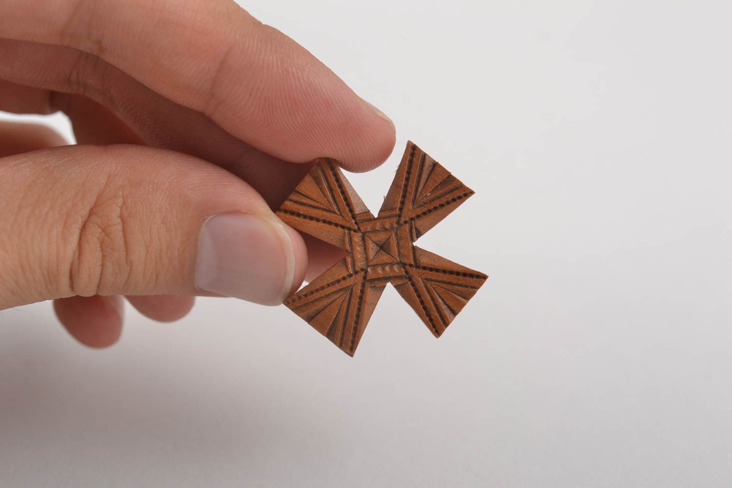 Unusual handmade wooden cross pendant religious cross beautiful jewellery photo 3