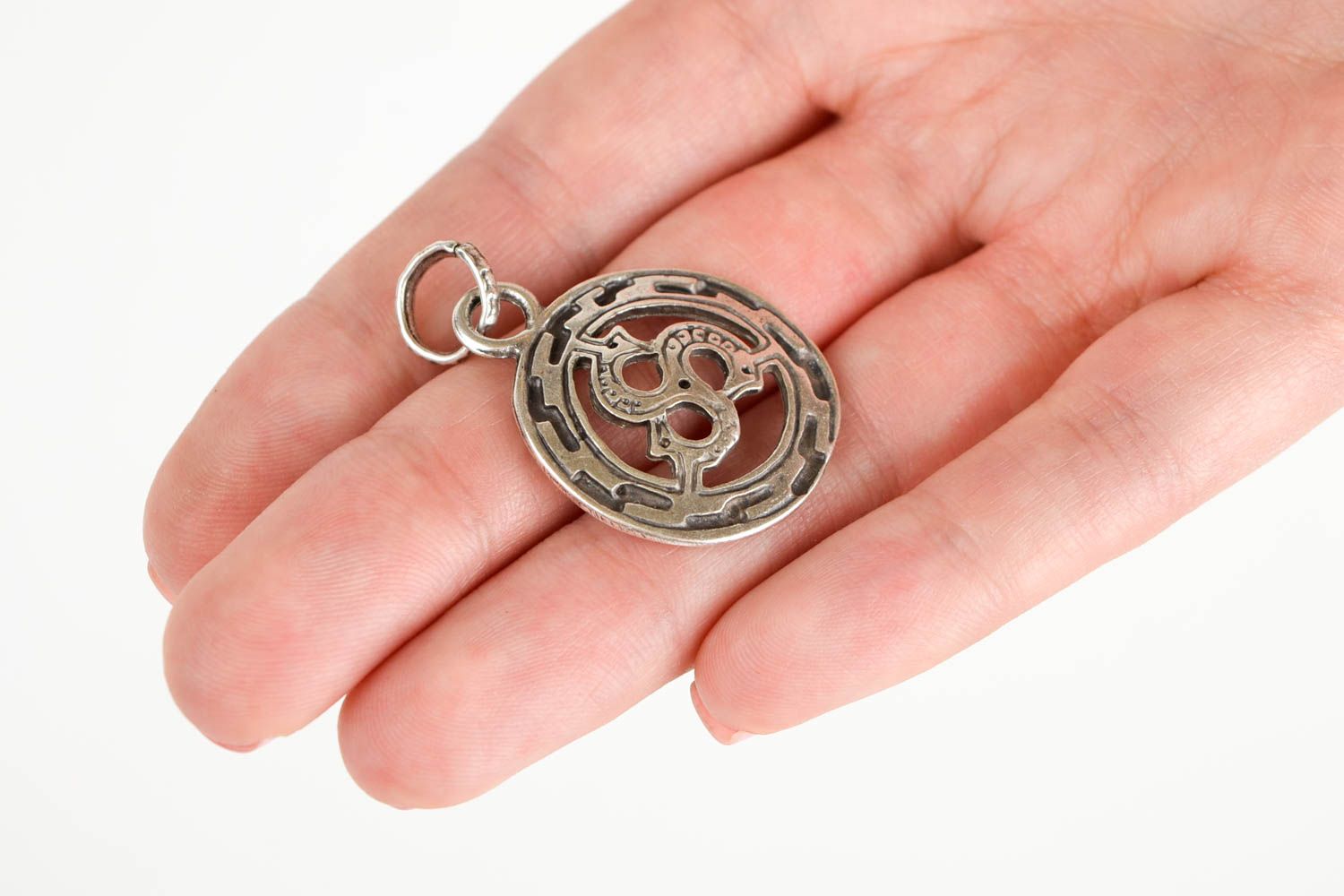 Round handmade metal pendant artisan jewelry designs unisex jewelry ideas photo 2