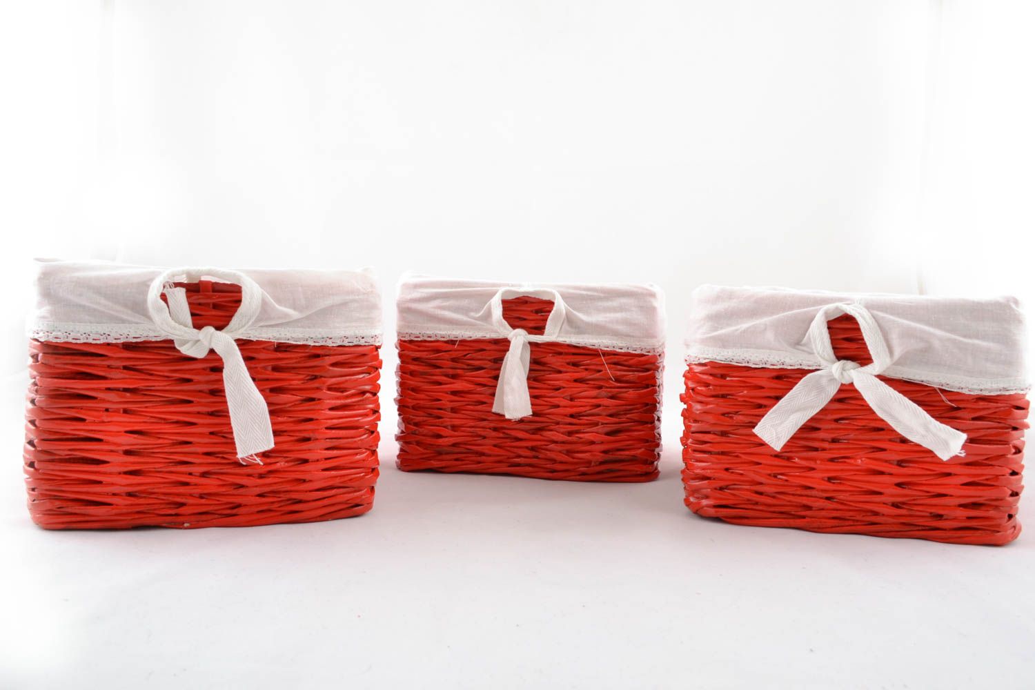 Set of paper woven baskets photo 1