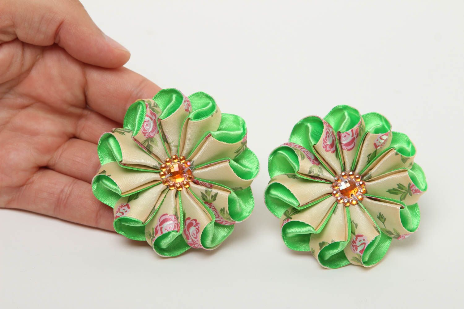 Handmade accessories for kids flower hair ties kanzashi flowers hair jewelry photo 5