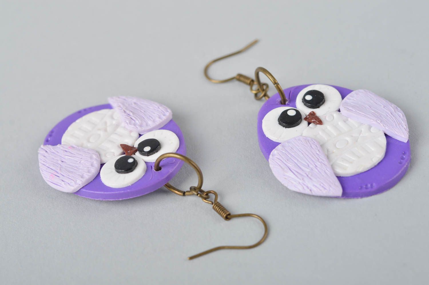 Handmade Damen Ohrringe Eulen Designer Schmuck Accessoire für Frauen violett foto 1