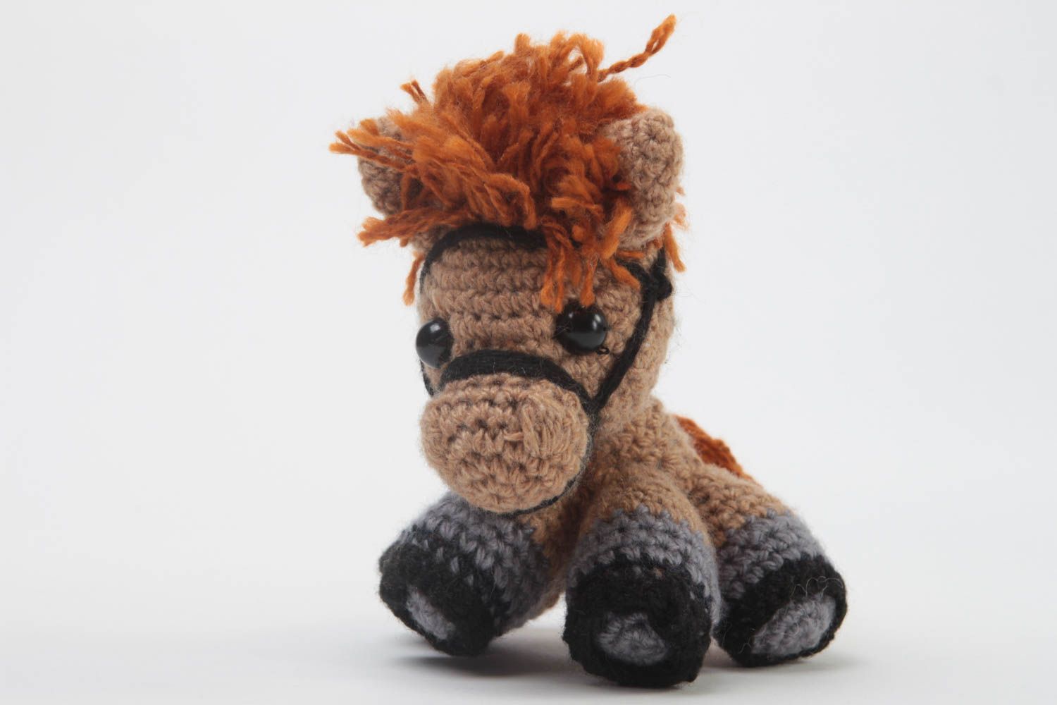 Miniature handmade soft toy stuffed toy for kids crochet horse toy gift ideas photo 2