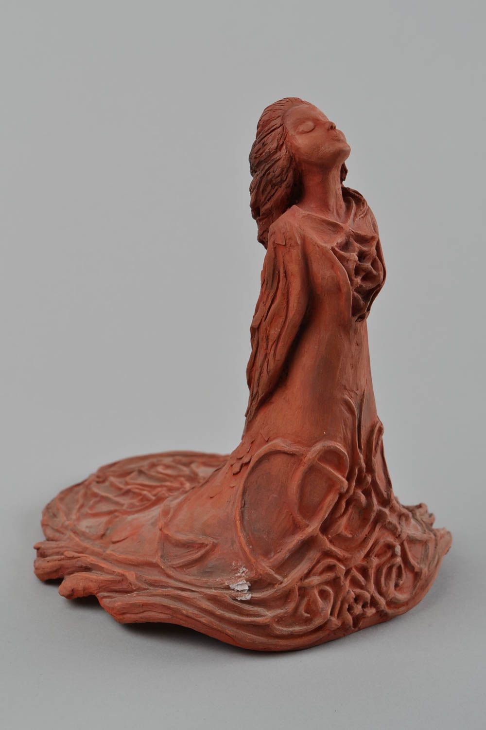 Keramik Figur handgefertigt Haus Deko originelles Geschenk in Braun schön foto 3