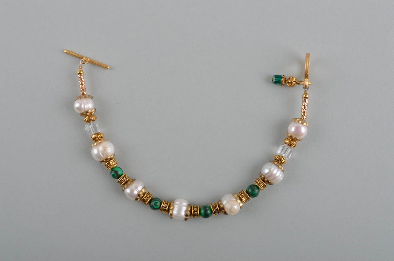 Bracelet en pierres Bijou fait main perles malachite cristaux Accessoire femme photo 5