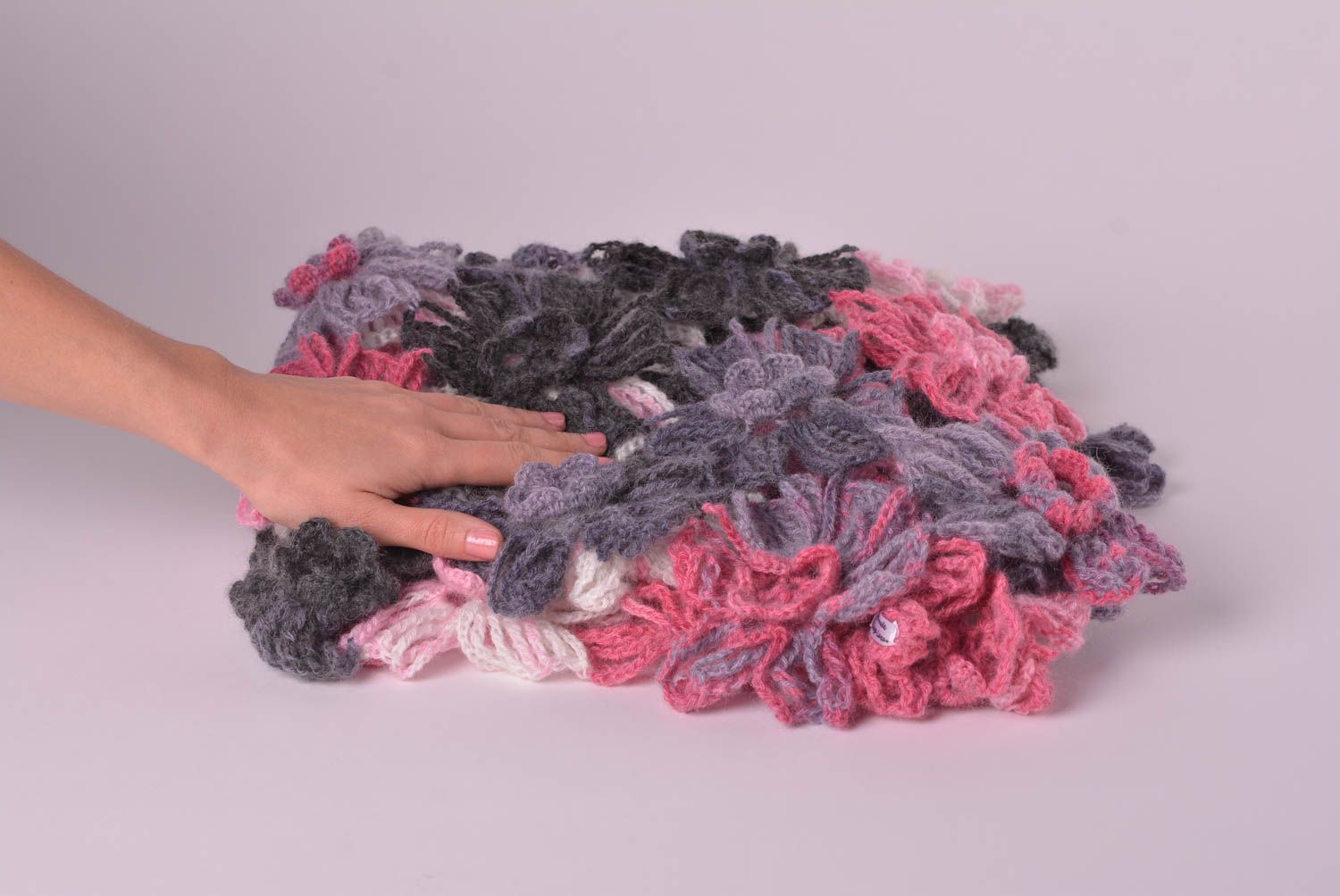Designer Schal handgefertigt Damen Stola Geschenk für Frauen gehäkelt rosa foto 2