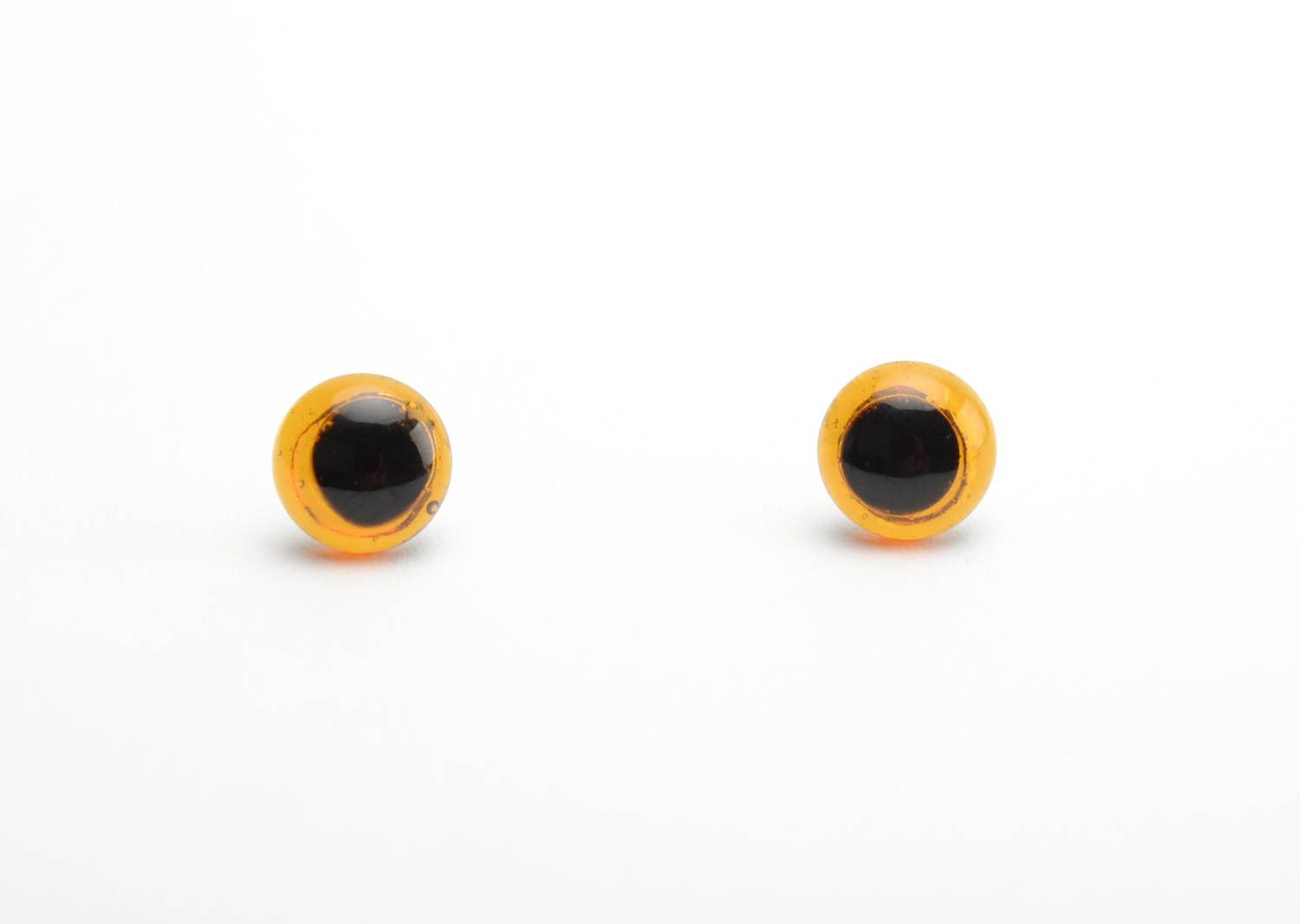 Boucles d'oreilles puces rondes orange en verre fusing faites main petites photo 5