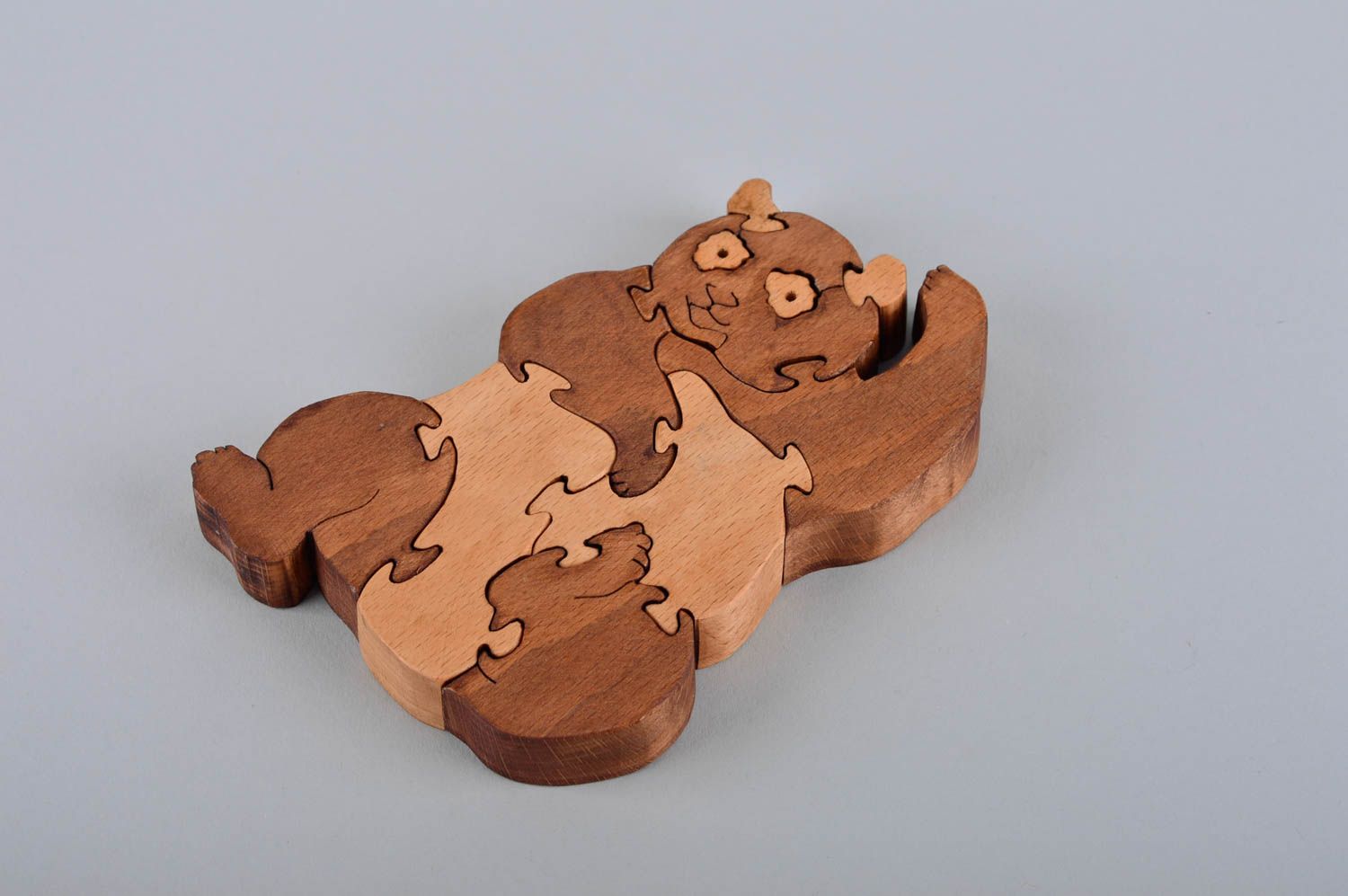 Puzzle ours fait main Puzzle bois design de créateur Jouet éveil hêtre photo 4