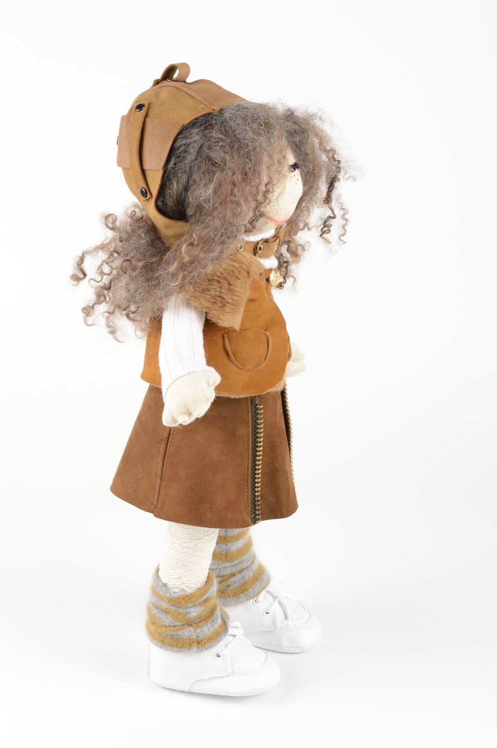 Необычная кукла ручной работы мягкая кукла из льна кукла из ткани с игрушкой фото 4