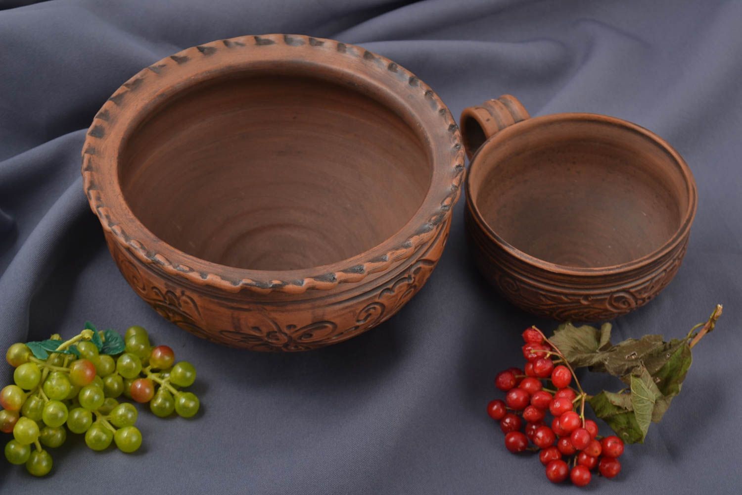 Керамическая посуда ручной работы глиняная посуда чашка и миска набор посуды фото 1