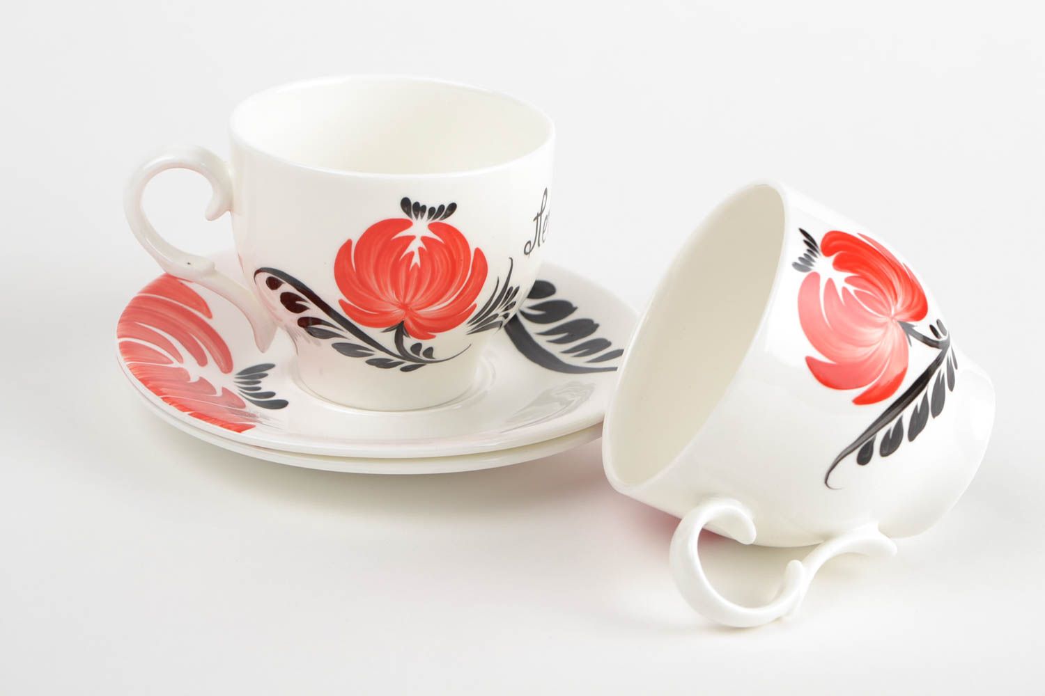 Juego de tazas para té hecho a mano 2 piezas menaje de hogar decoración original foto 3