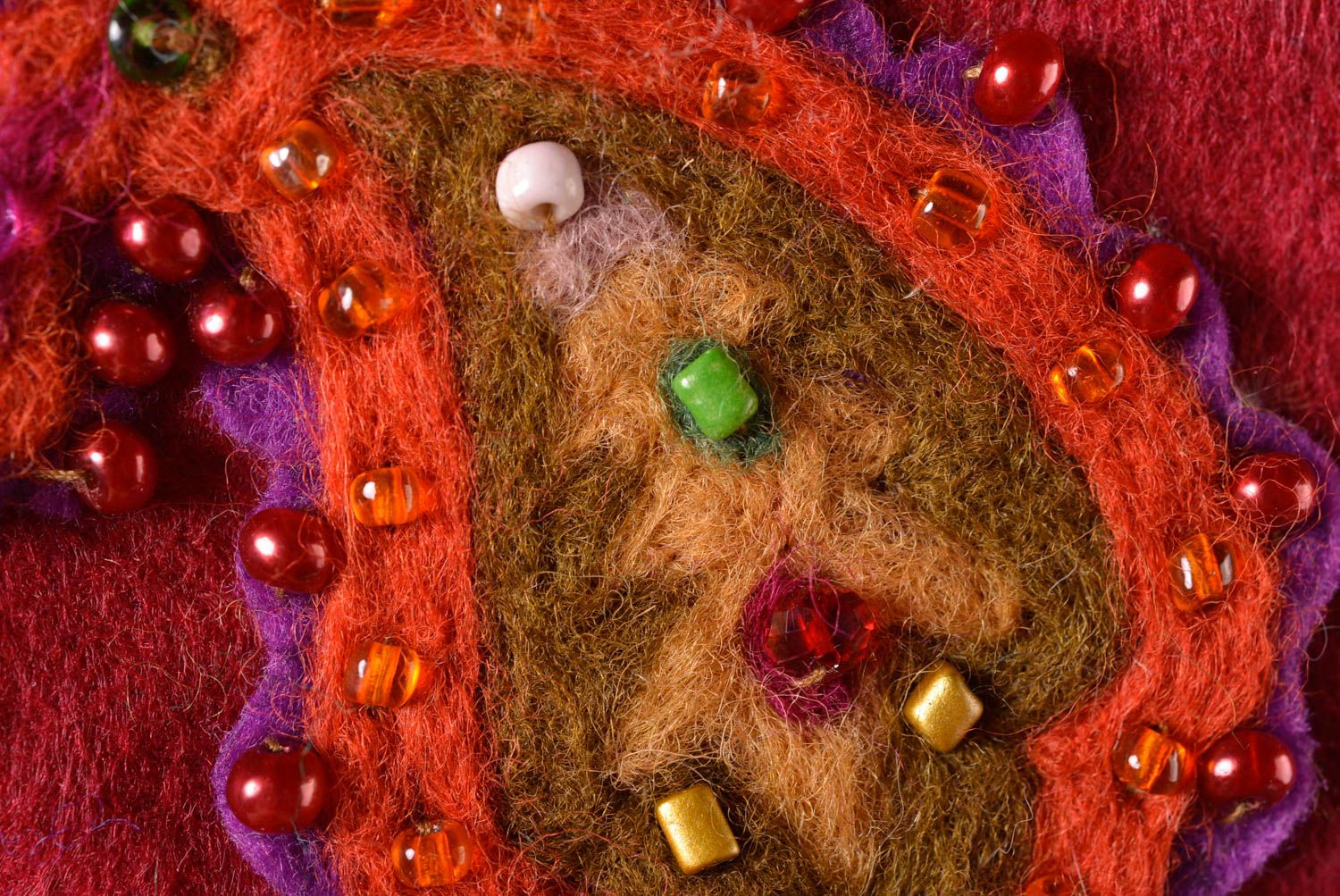 Porte-monnaie en laine fait main Accessoire femme rouge chaîne Cadeau original photo 4