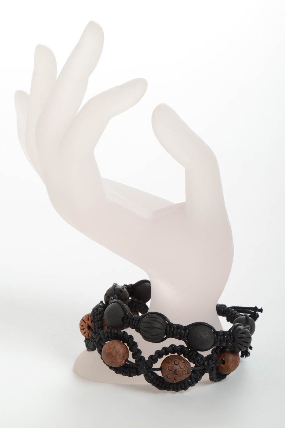 Geflochtene Armbänder handgemachte Geschenke Keramik Schmuck Set 2 Stück foto 3