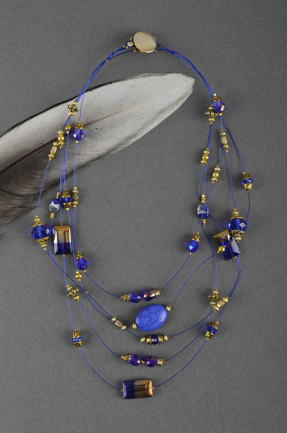 Handmade natural stones necklace unique designer accessory present for woman photo 1