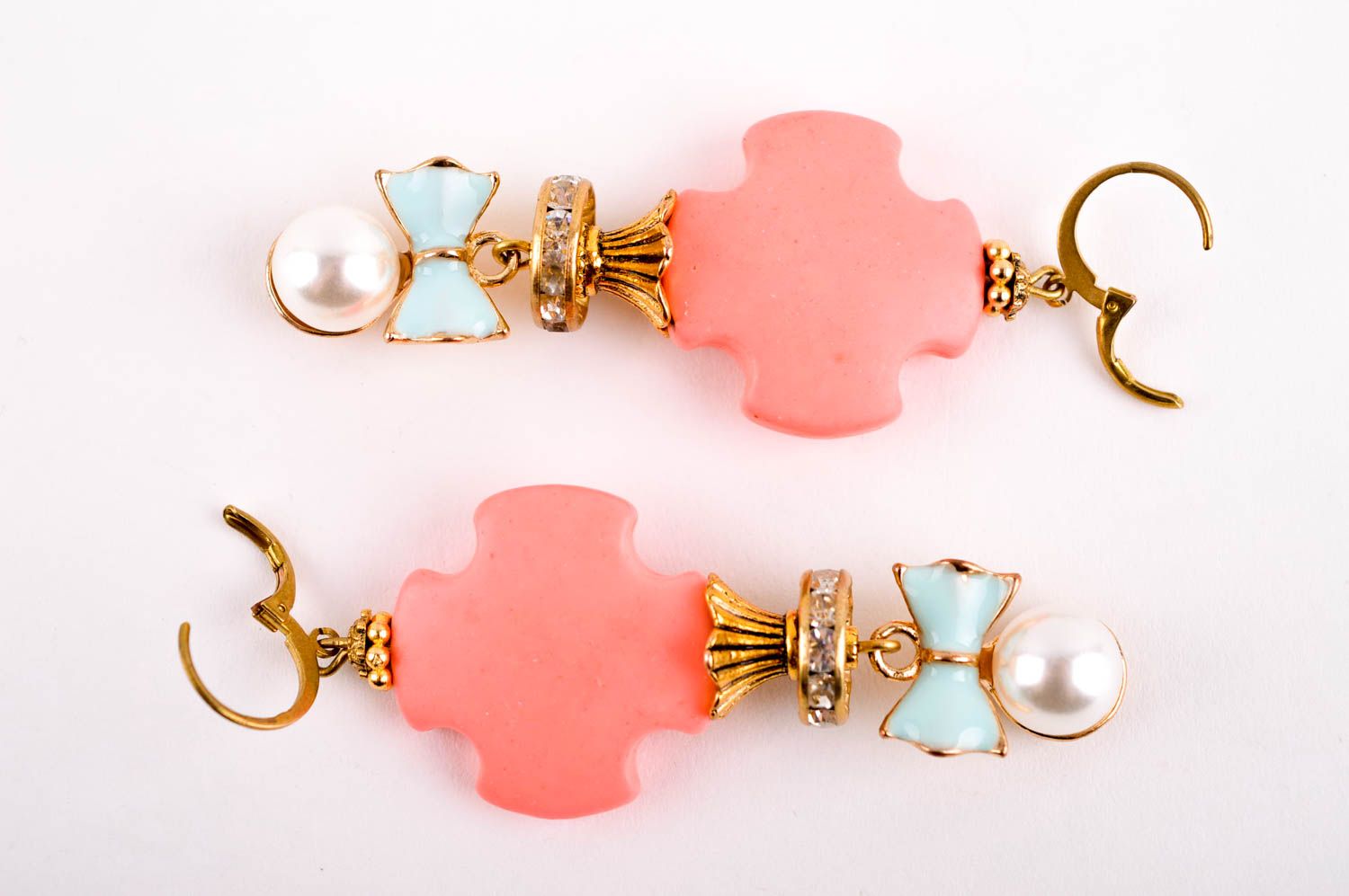 Handmade Modeschmuck Ohrhänger Ohrringe für Damen schöne Ohrringe mit Korallen foto 5