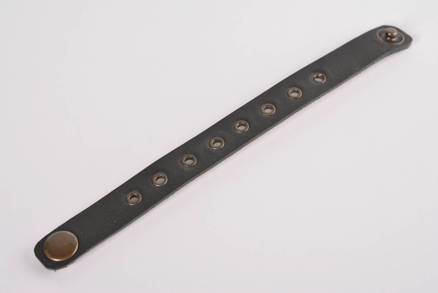 Bracelet cuir fait main Bijou noir Accessoire pour femme Bracelet noir  photo 4