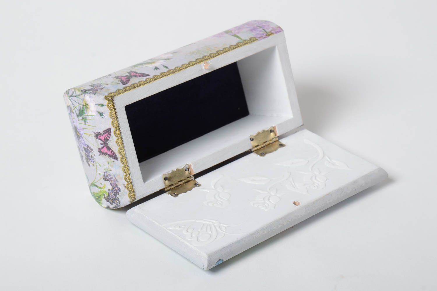 Caja de decoupage hecha a mano de madera joyero original regalo para mujer foto 3