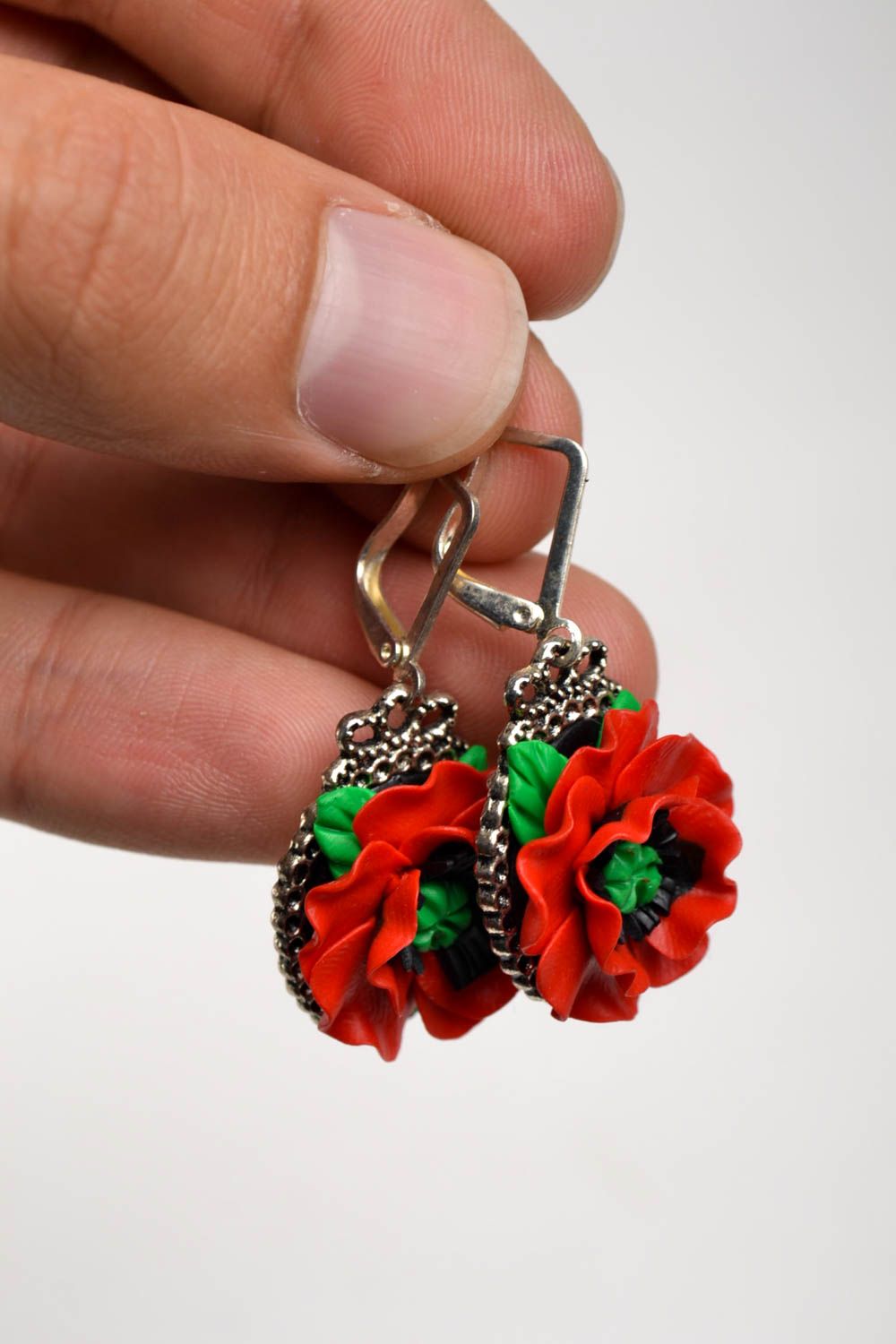 Handmade unusual cute earrings flower designer earrings elegant accessory photo 5