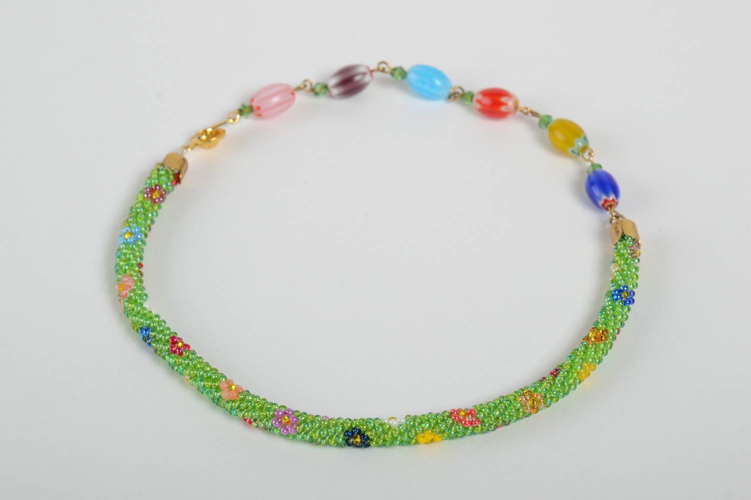 Beautiful homemade thin beaded necklace beaded cord necklace designer jewelry photo 3