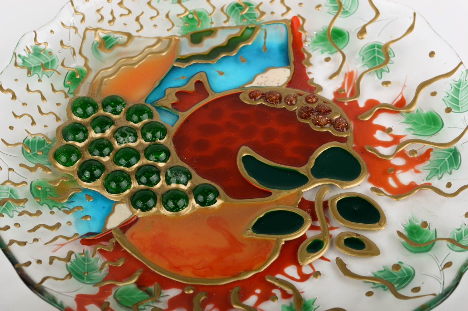 Стеклянная тарелка ручной работы витражный декор для дома красивая тарелка фото 5