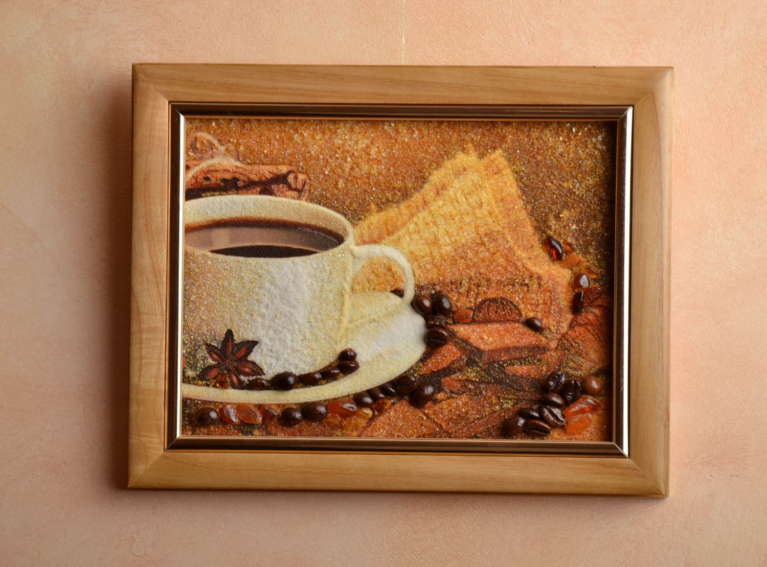 Картина на стену с янтарем Чашка кофе фото 1