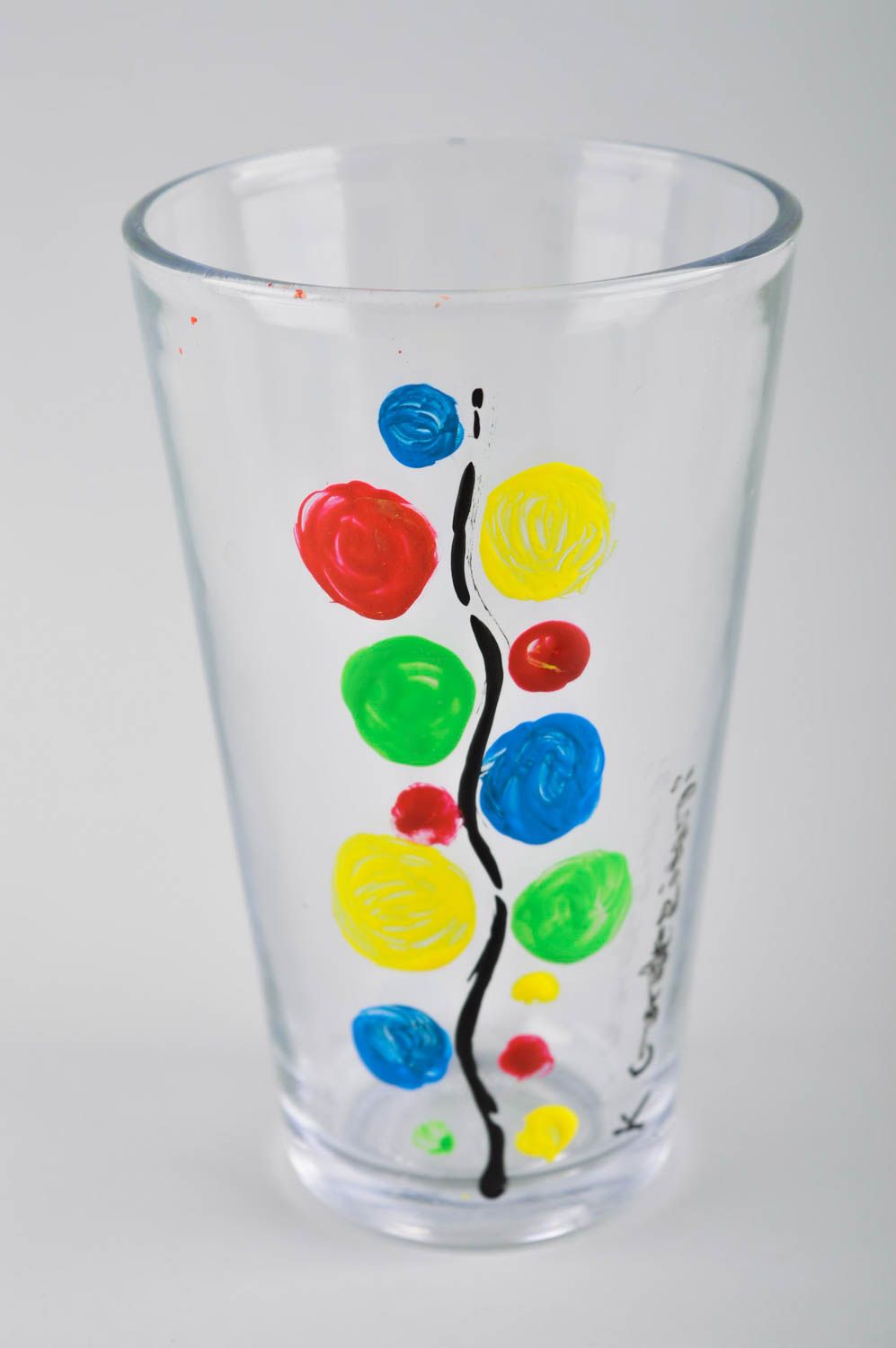 Стеклянный стакан красивая посуда ручной работы красивый стакан цветной фото 2