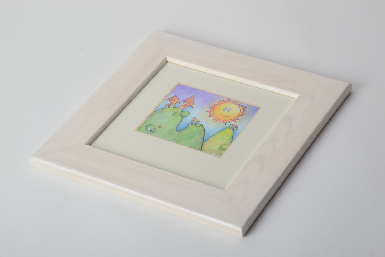 Handmade graphics drawing in square frame photo 3