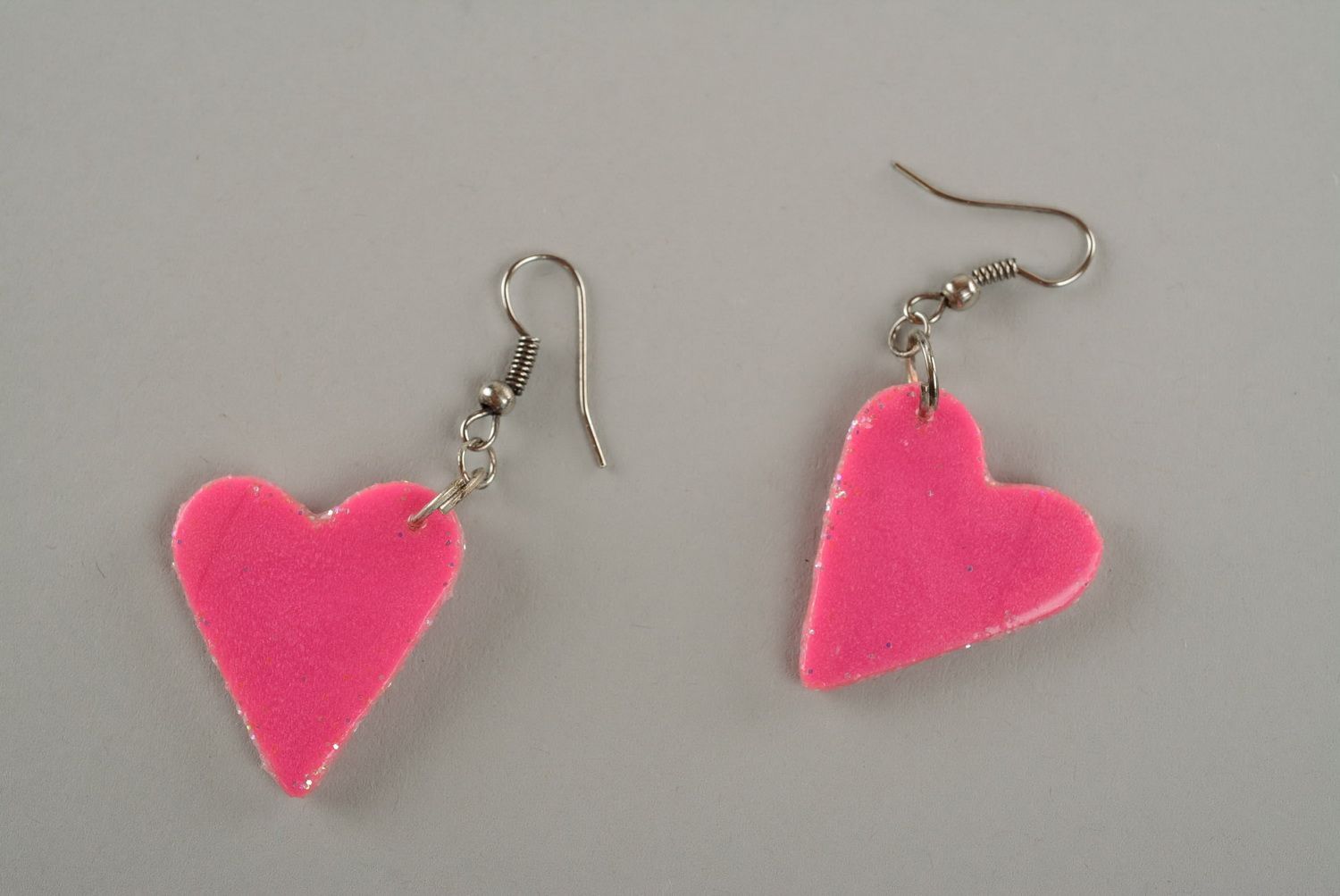 Heart earrings made of polymer clay photo 4