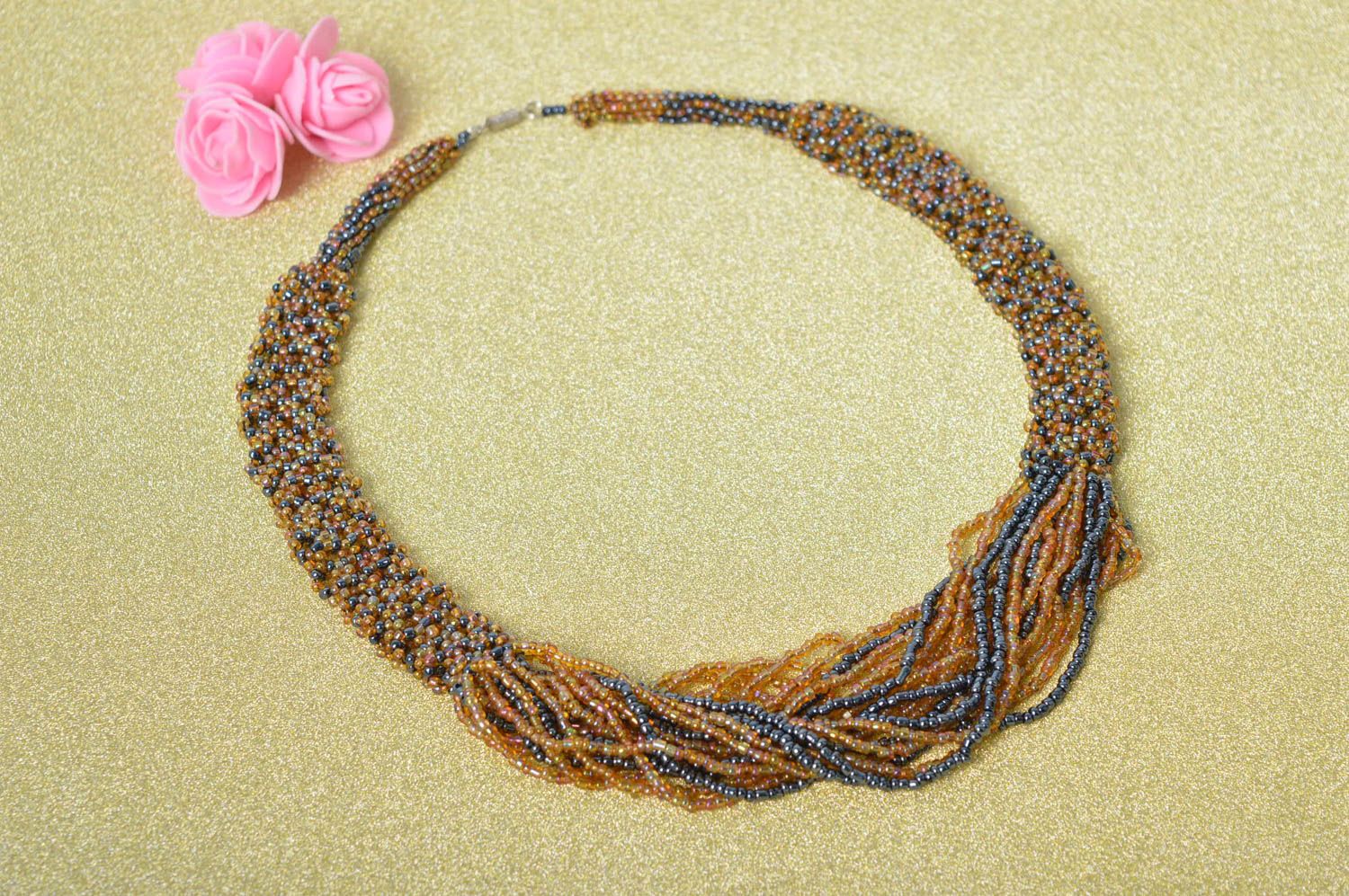 Womens handmade beaded necklace woven bead necklace beautiful jewellery photo 1