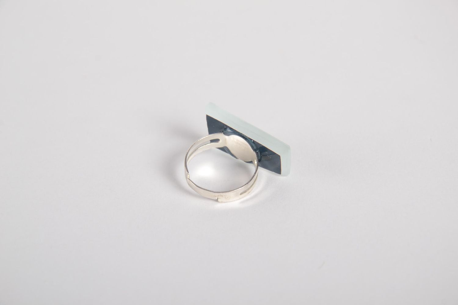 Handmade ring made of glass women glass handmade accessory glass jewelry  photo 4