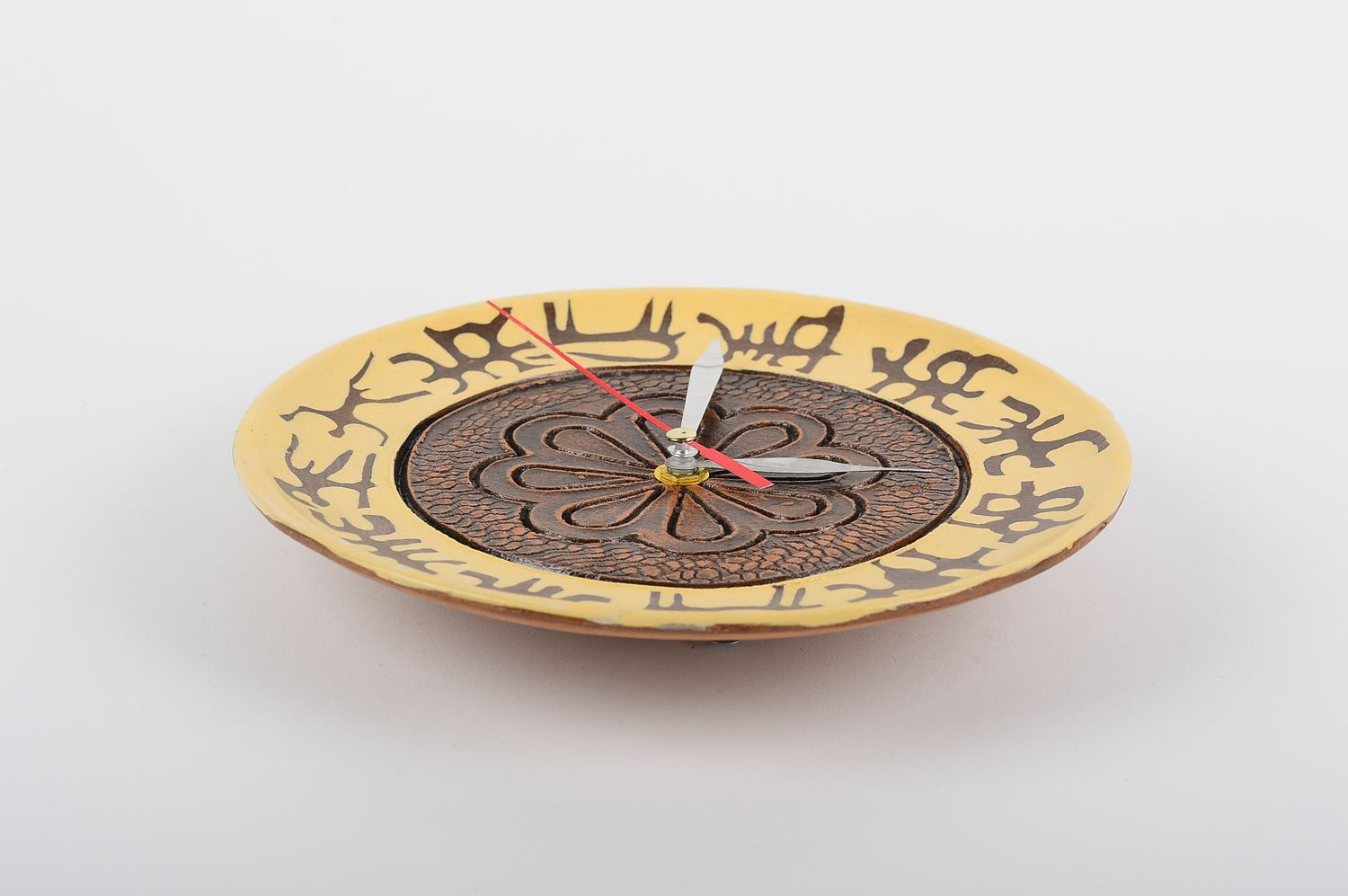 Unusual handmade wall clock interior decorating pottery works ceramic clock photo 3