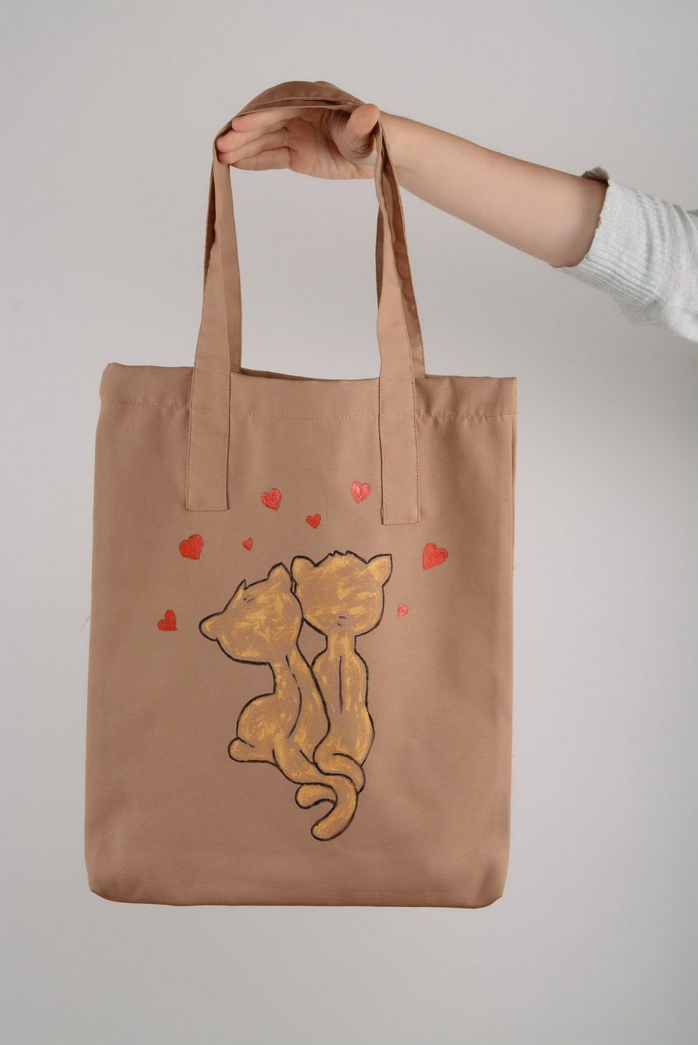 Bolsa Gatos apaixonados de tecido artesanal foto 2