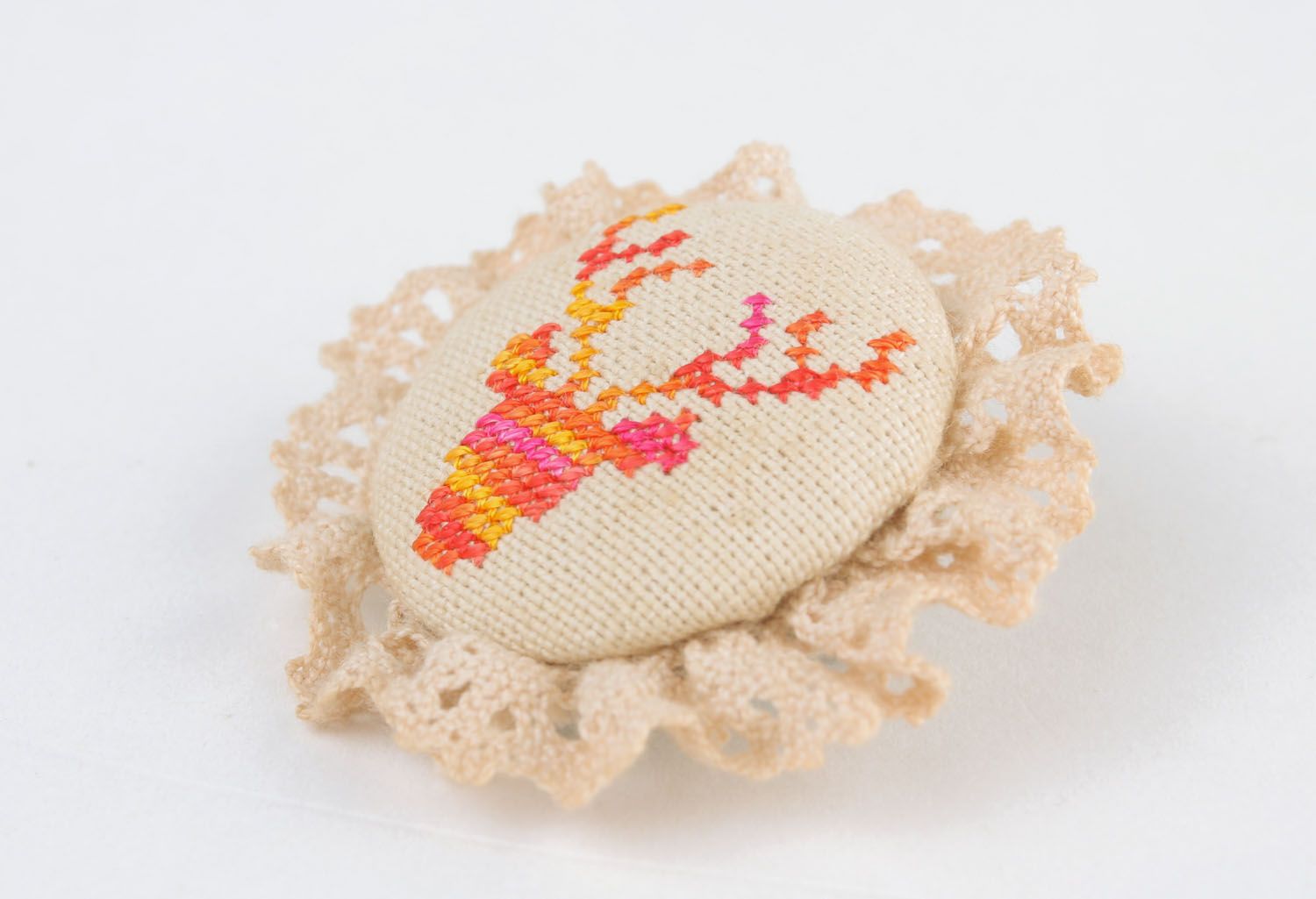 Fabric brooch with embroidery Deer photo 4
