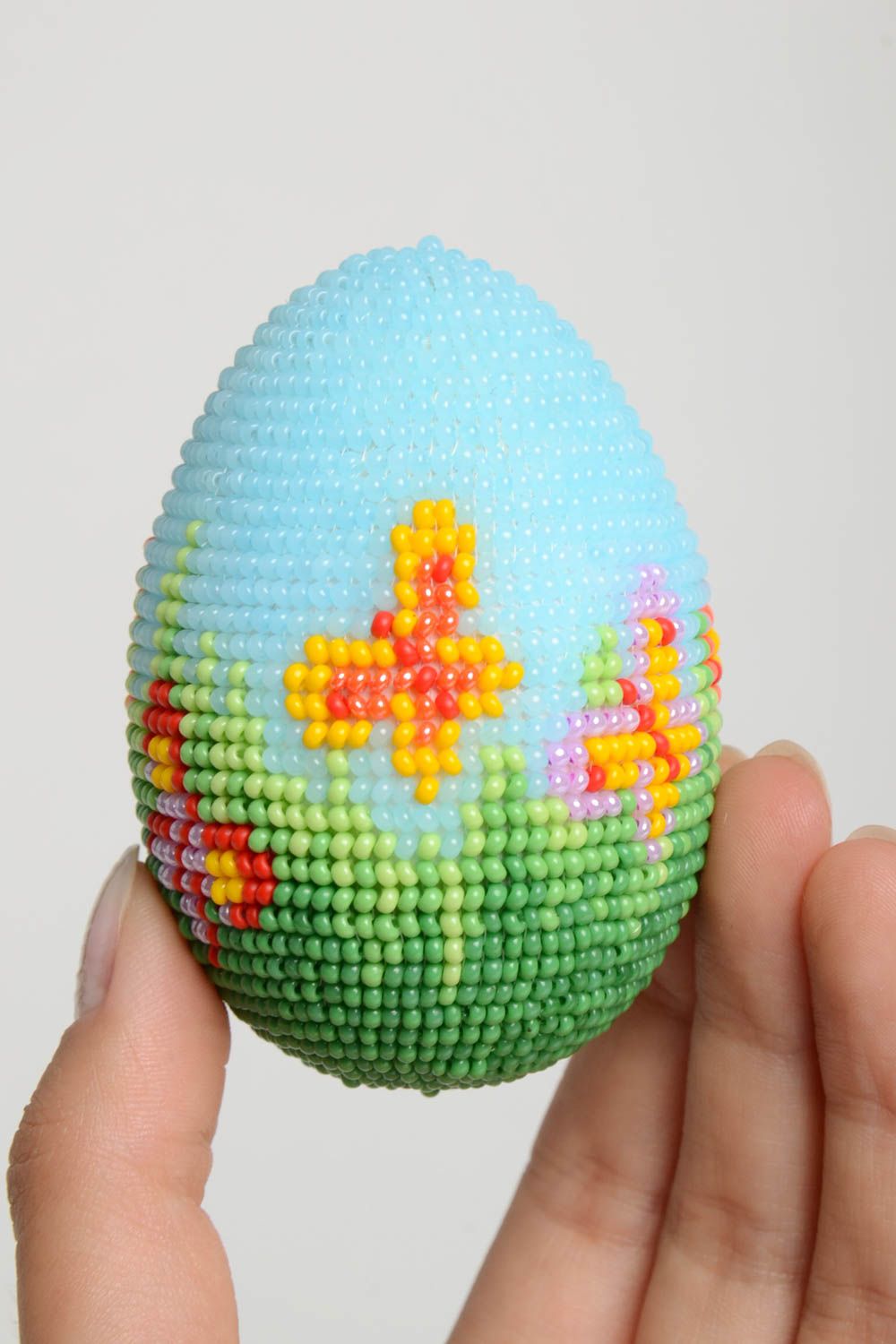 Handmade egg unusual souvenir beaded egg designer Easter egg Easter decor photo 5