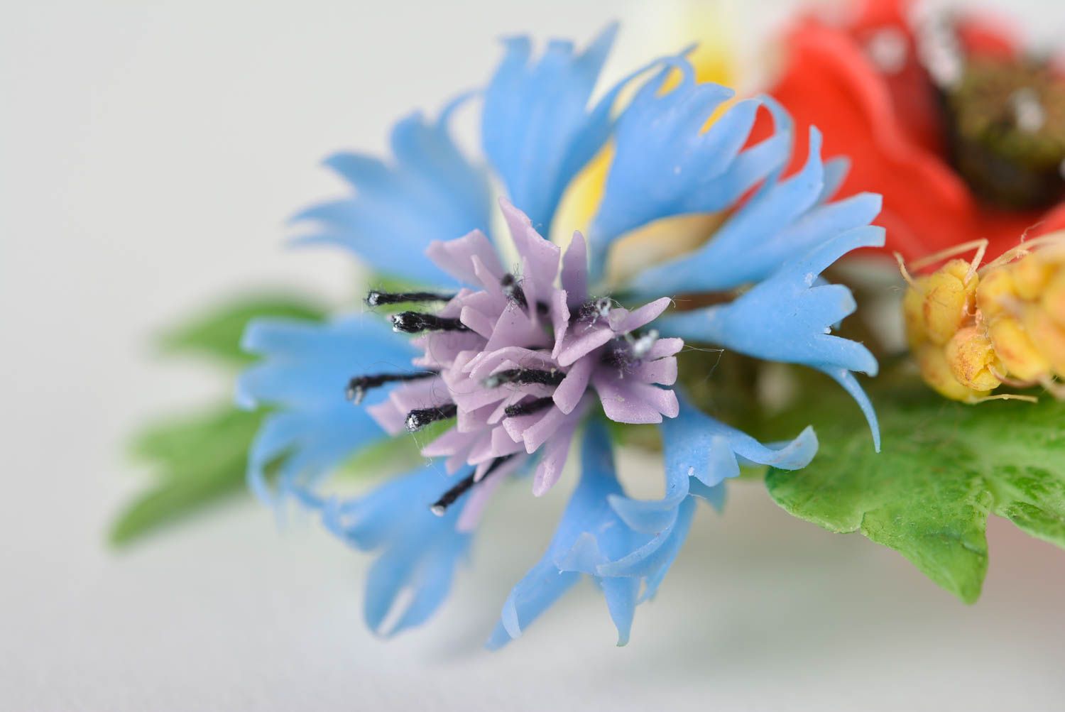 Broche en pâte polymère faite main belle originale bouquet de fleurs bijou photo 4