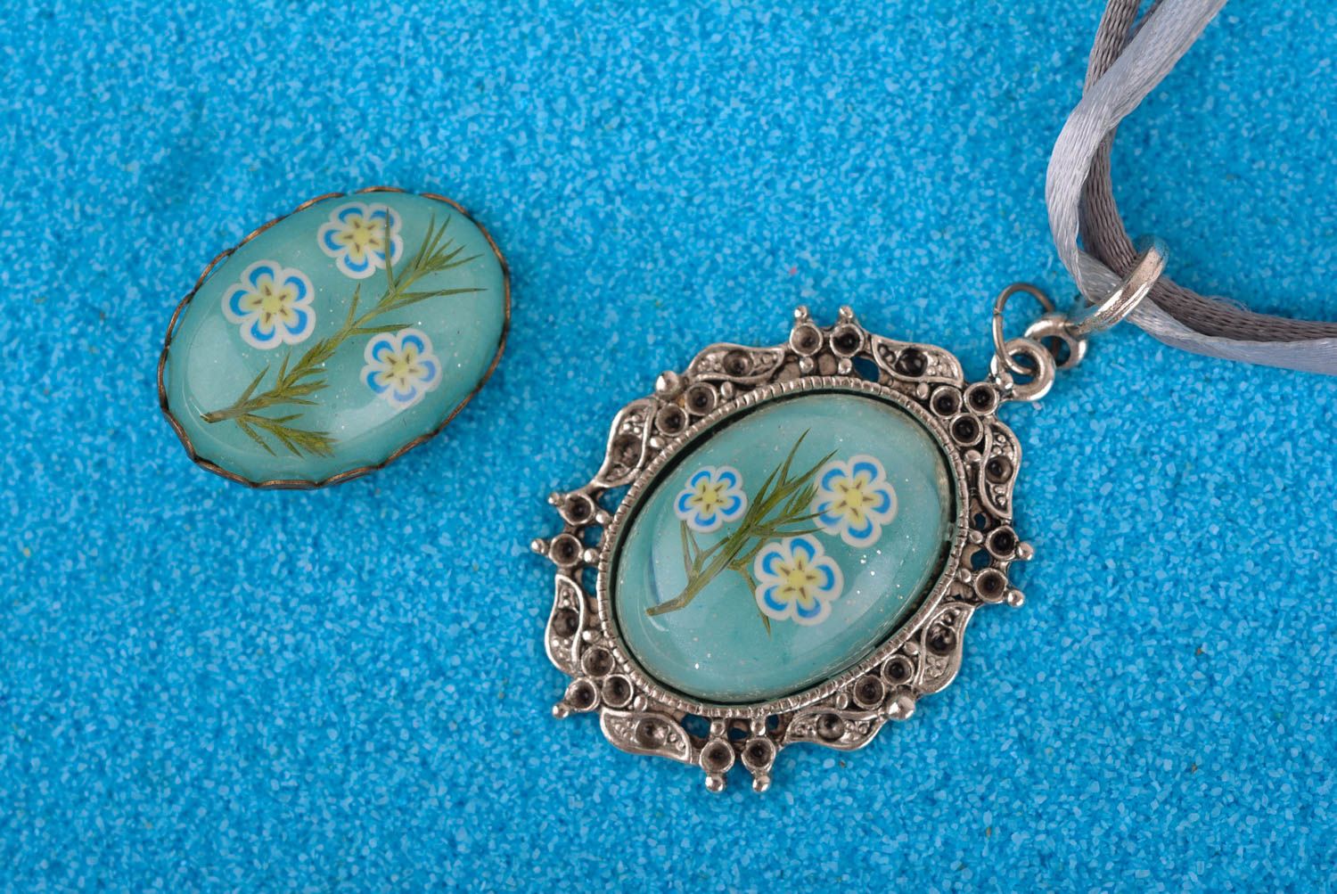 Handmade beautiful brooch elegant designer earrings lovely jewelry set photo 1